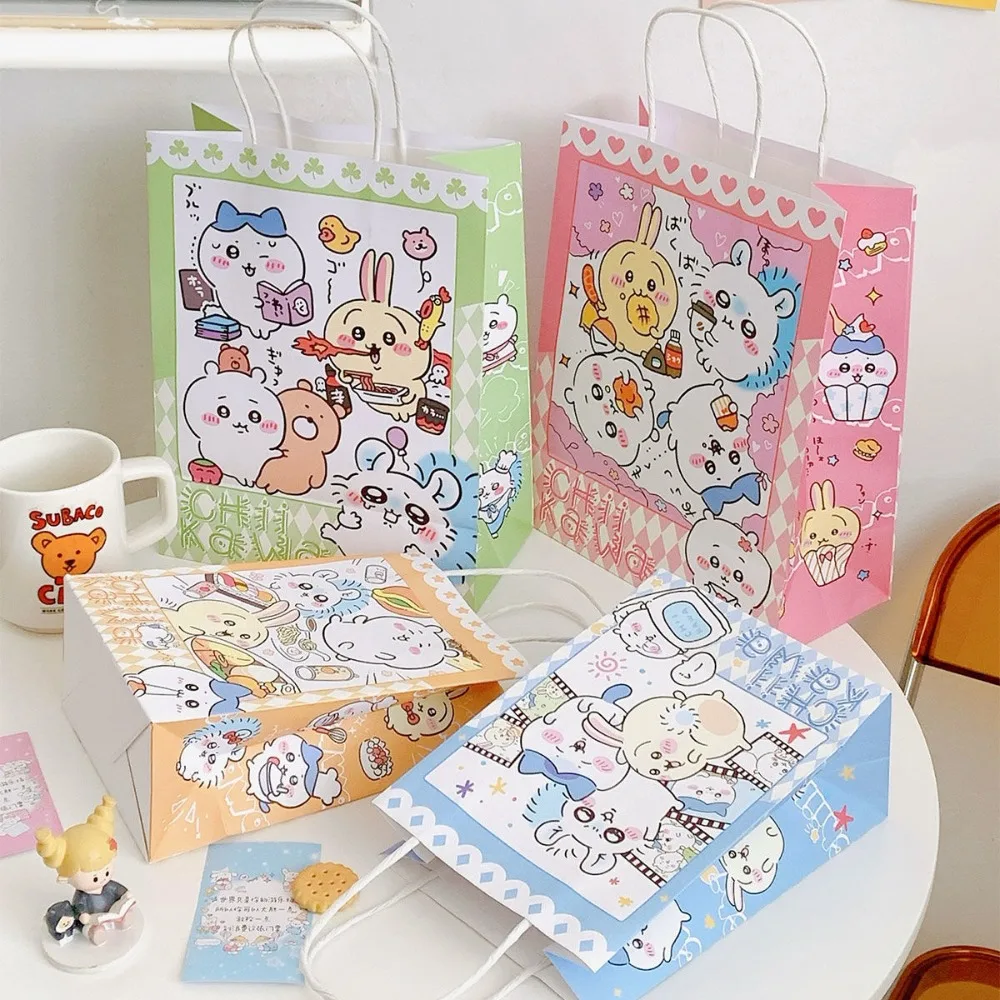 Anime Kawaii Girls Chikawas Macaron Fresh Handbag Hachiwares Usagis Cake Packaging Gift Storage Cute Cartoon Exquisite Paper Bag