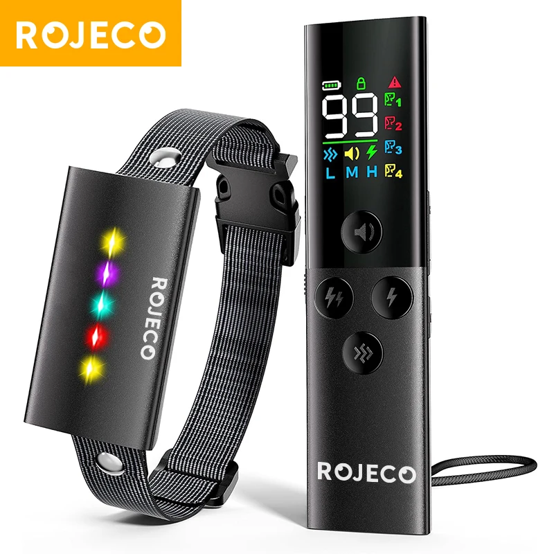 ROJECO  Dog Training Collar with Remote Control 1600FT IP67 Waterproof Electric Dog Collar For Pet Dog Bark Control Stop Collar