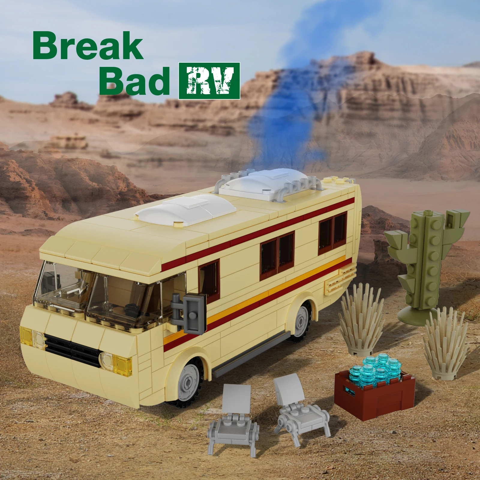 Breakinged Bads Car Building Blocks Sets, Walter White Pinkman Cooking Lab RV Vehicle Bricks Kits, Model Toy para niños, regalos