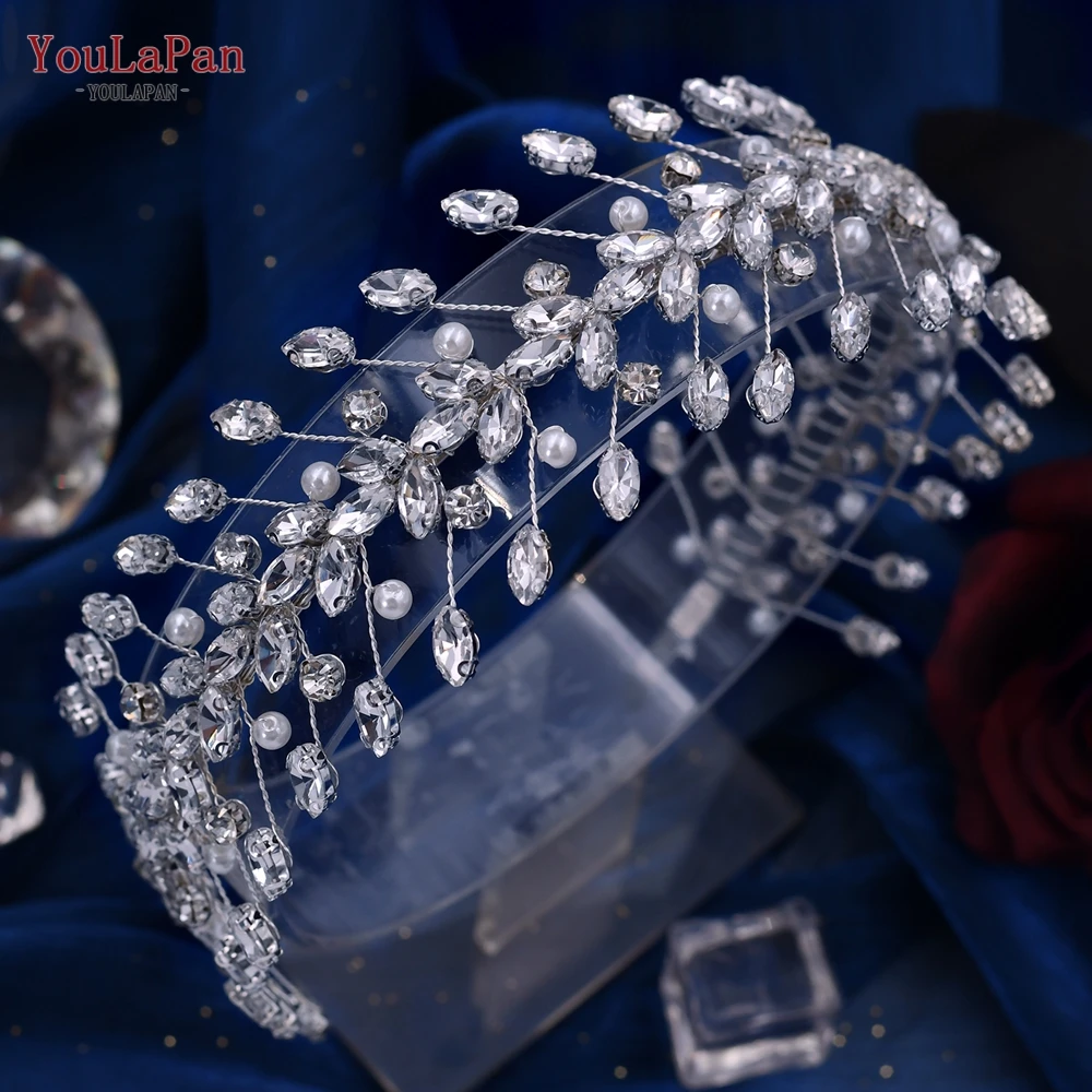 

YouLaPan Pearl Hair Bands Women Hair Jewelry Rhinestone Headbands Women Tiara Wedding Headpieces for Bride Headband HP351