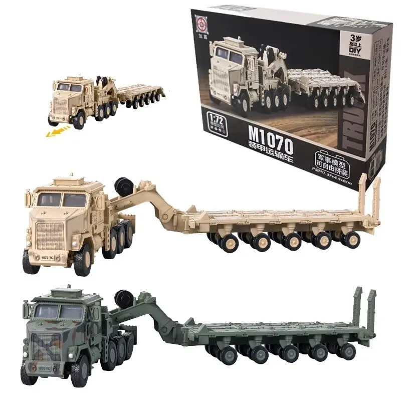 

1:72 Creative Military Series Building Blocks Armored M1070 Transport Vehicle Green/Yellow M-Track Model Toys For Kids Gifts