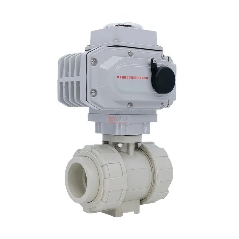 High Quality Zero Leakage DN15 To DN100 PPH PVC UPVC CPVC Plastic 2 Way Motorized Electric Actuator Double Union Ball Valve