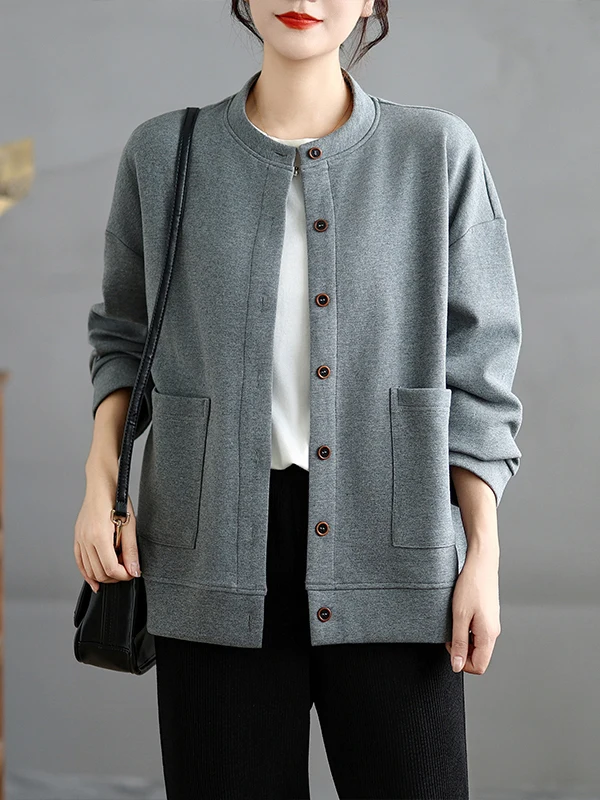 

Аутентичный круглый женский открытый кардиган Ne с одной пуговицей, чистый цвет, художественный повседневный женский открытый кардиган с дизайном Leniwy Sle ort Outer...