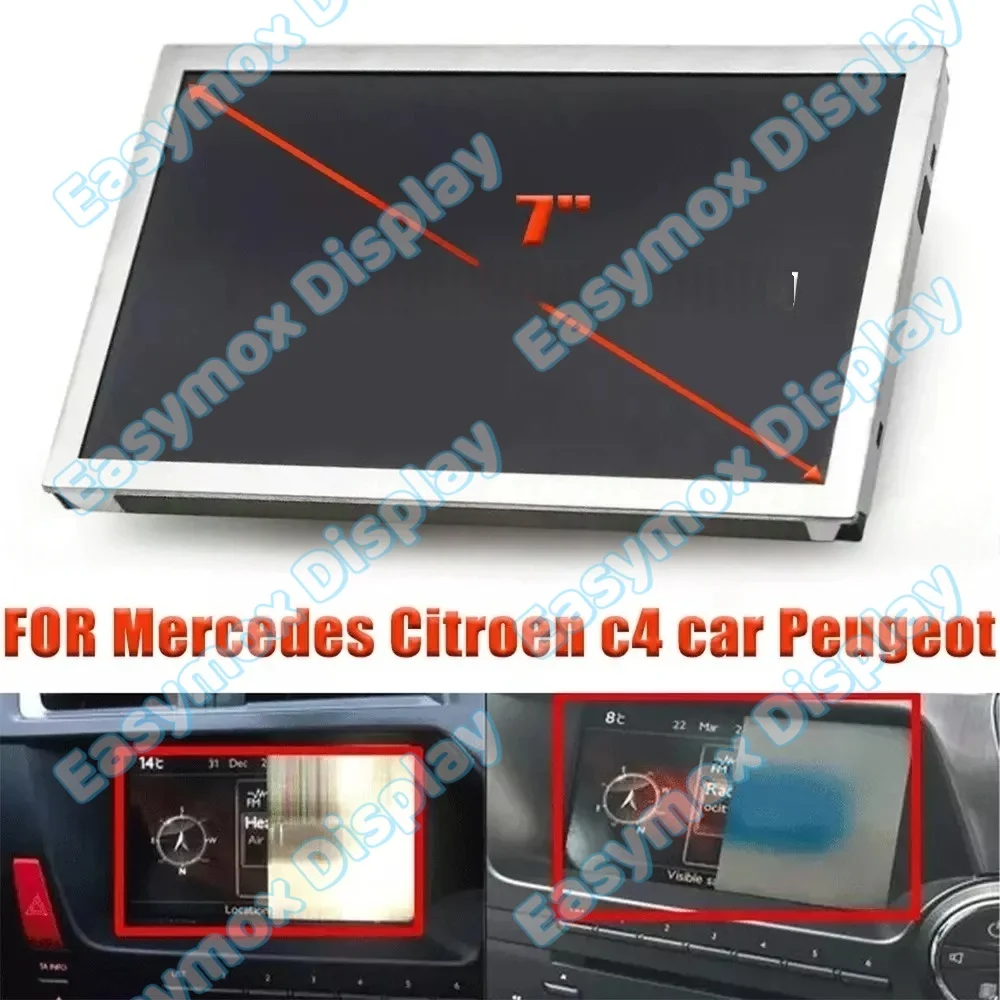 

7" LCD Display for Mercedes Citroen C4 Peugeot 5008 DS5 CID Navigation Audio System Repair LA070WV4 (SD)(04) LA070WV4SD04