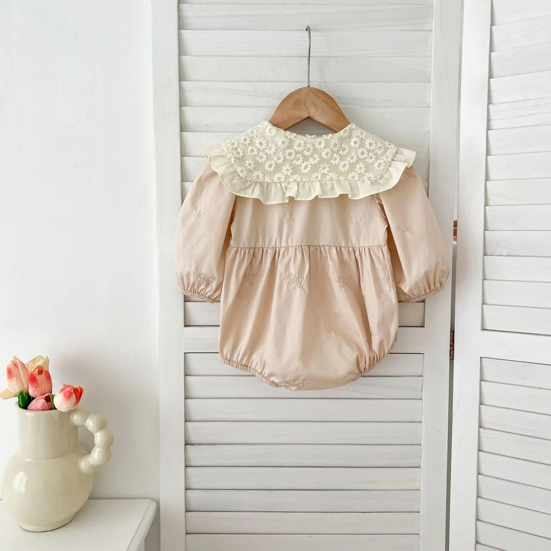 Frühling Schwestern Kleidung Mädchen Bogen Stickerei Spitze Kleidung Baby Strampler Baumwolle Säuglings Body Prinzessin Mädchen Schwester Familie Kleid – Detail 7