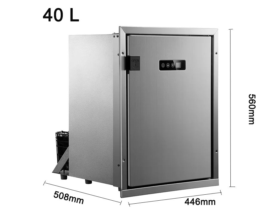 DC Compressor 12v 24v Auto Refrigerator Mini Upright Stainless Steel Yacht Refrigerator Portable Car Fridge Freezer