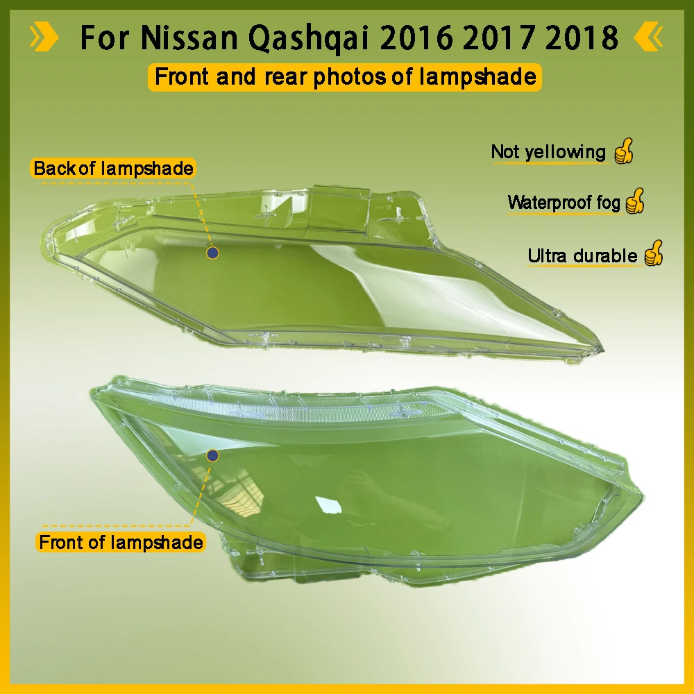 Para Nissan Qashqai 2016 2017 2018 cubierta de faro de coche lente carcasa de cristal faro delantero pantalla transparente lámpara de luz automática