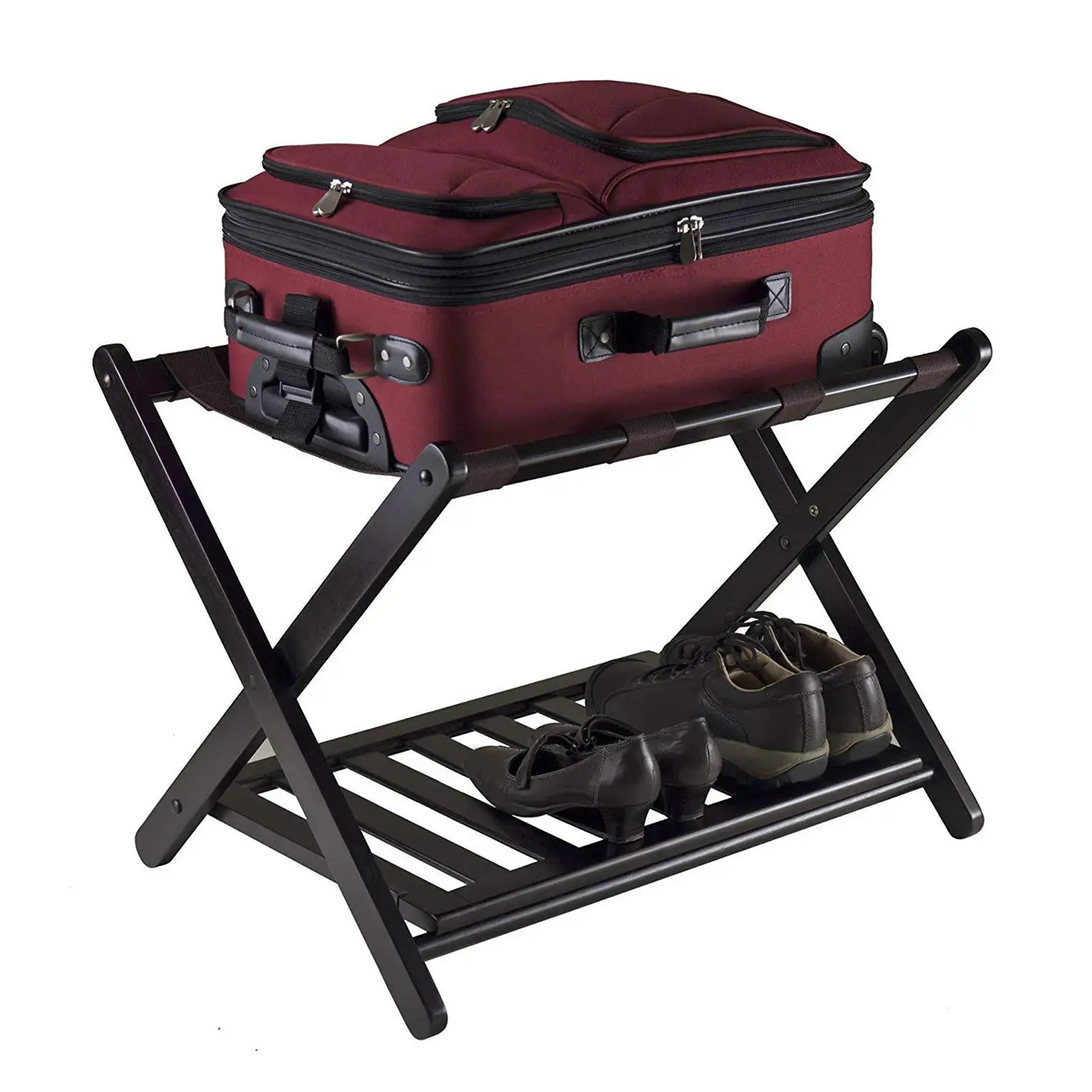 Foldable Luggage Rack Floor Standing Luggage Storage Holder Travel Suitcase Storage Holder Suitcase Stand for Furniture Hotel