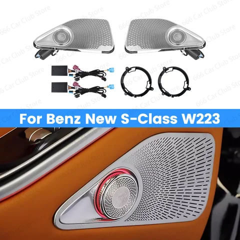메르세데스 벤츠 신형 S클래스 W223 S450L 마이바흐 스피커 2021+용 64색 리어 도어 트위터 스피커, 무드등 장식