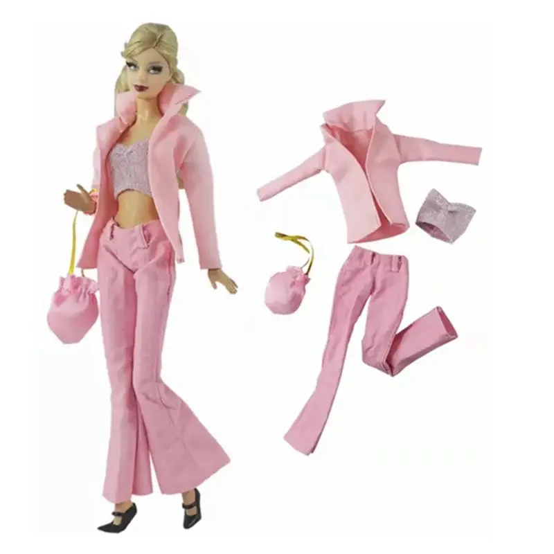 1/6 Pink Office Lady Work Wear Suit Outfit for Barbie Doll Clothes Coat Jacket Tank Pants Bag Dress For Barbie Accessories 11.5