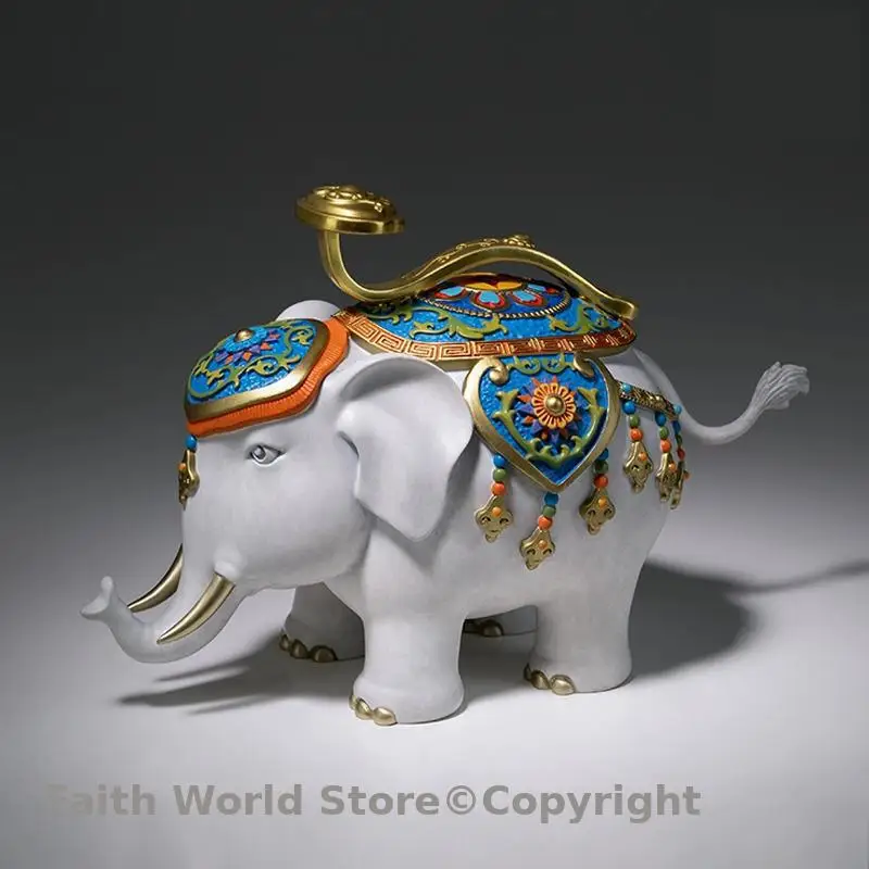 

TOP Good luck copper Royal Divine white Elephant BOSS OFFICE home FENG SHUI decor lucky every success bring wealth good luck