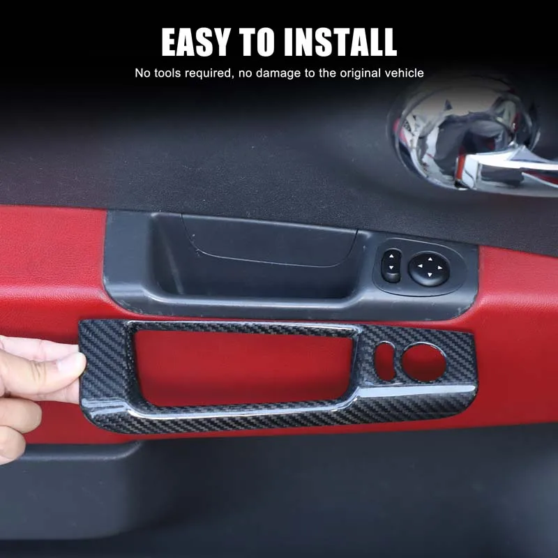 

LHD For Fiat 500 2010-2022 Real Carbon Fiber Car Window Lift Switch Buttons Frame Cover Car accessories