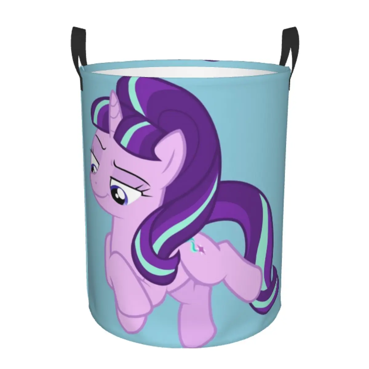 

Breathable Round Laundry Hamper My Little Pony Single-Layer Dirty Clothes Basket with Easy-Care Fabric for Home Organization