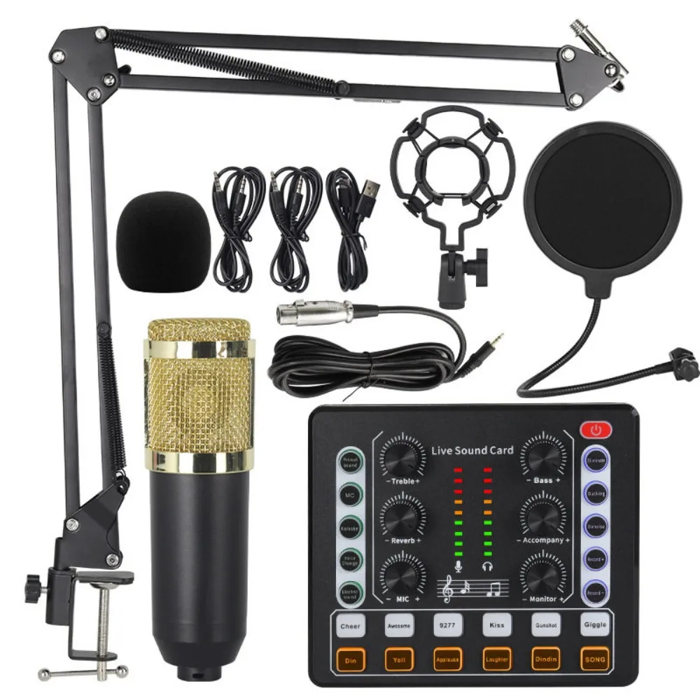 All-in-One Streaming Sound Card Kit - M8 Pro with 48V Mic, Compatible PC Phone for Vocal Guitar Recording & Live
