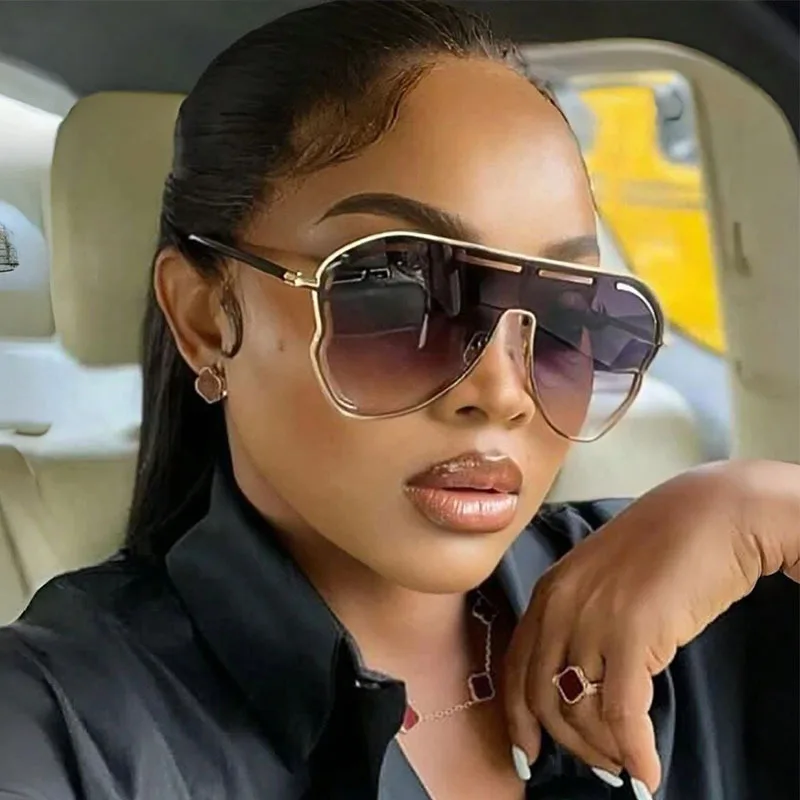 نظارات شمسية نسائية متكاملة كبيرة الحجم بتصميم علامة تجارية فاخرة للقيادة في الهواء الطلق والسفر نظارات شمسية للرجال UV400 راقية