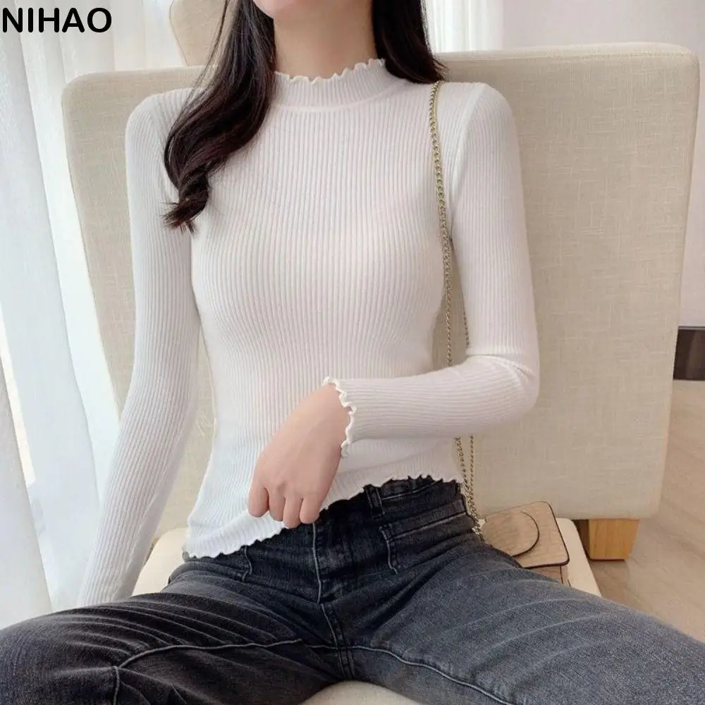 

High Collar Women Thermal Underwear Bottoming Shirt Thicken Plush Long Sleeves Warm Top Undershirts Sleepwear Autumn Winter Top