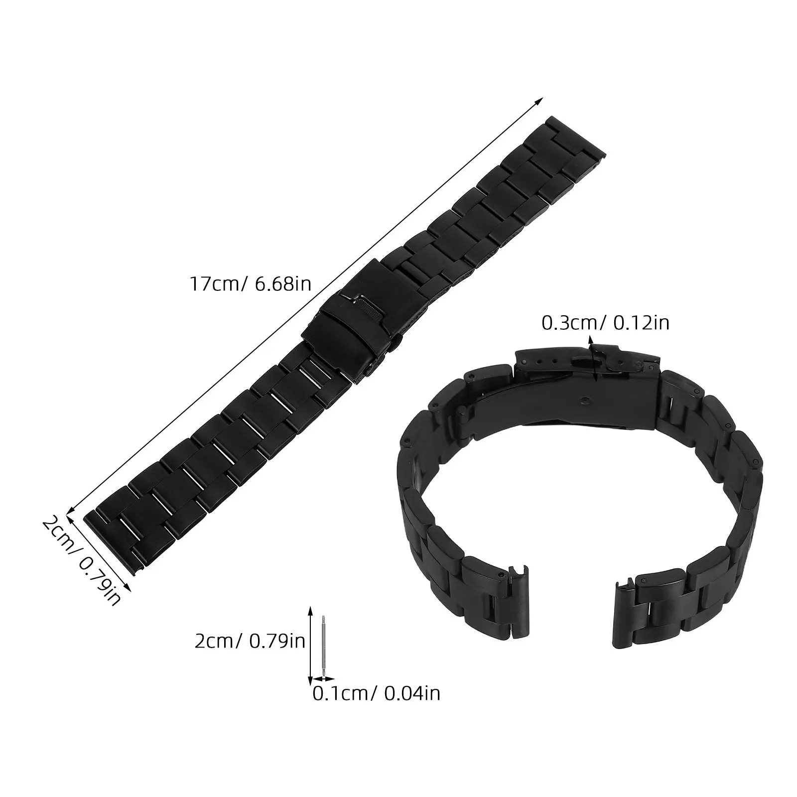 20Mm Solid Stainless Steel Watch Band with Three-Bead Ladder Design Polished Finish for Men Women Business