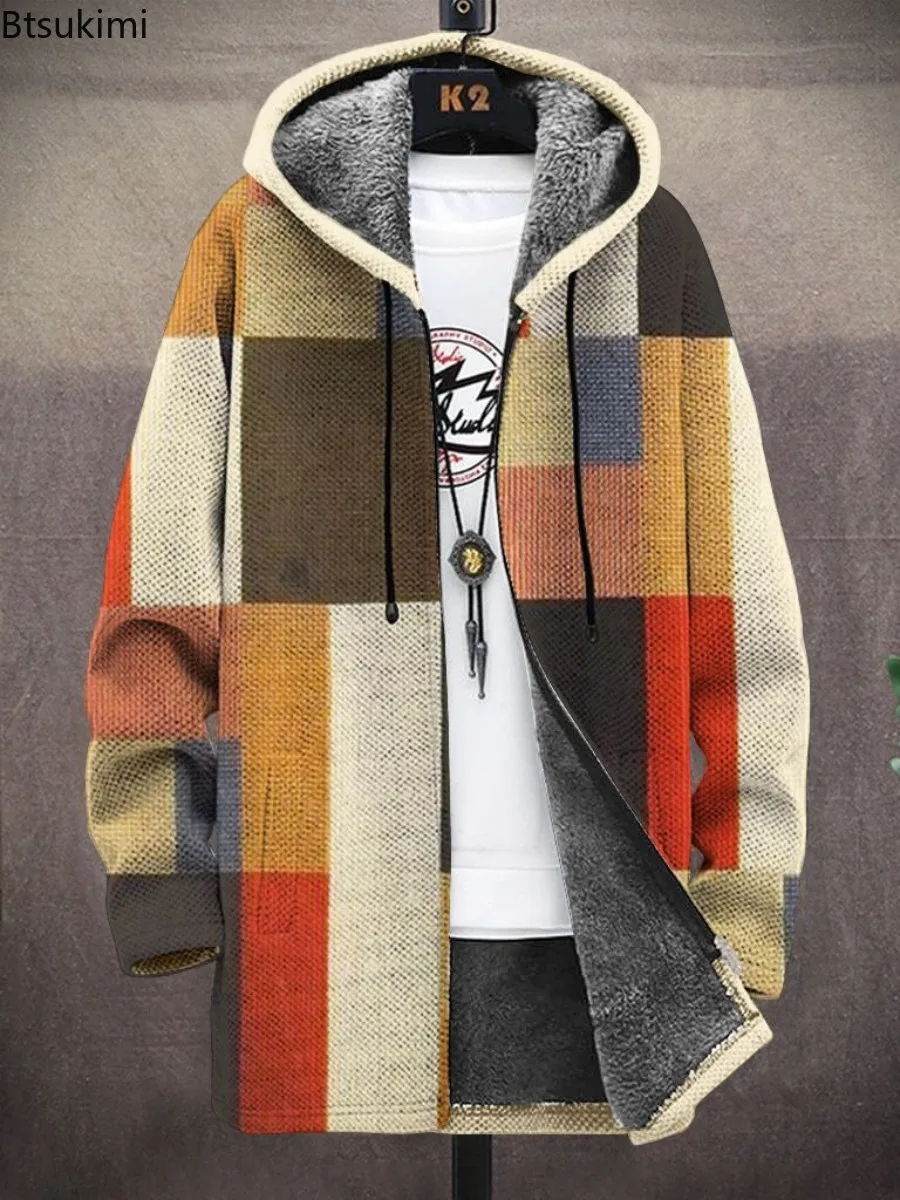 

Men Cardigans Coats Gradient Cats Printed Plush Thick Winter Abstract Art Graphics Jackets Casual Streetwear Unisex Clothing