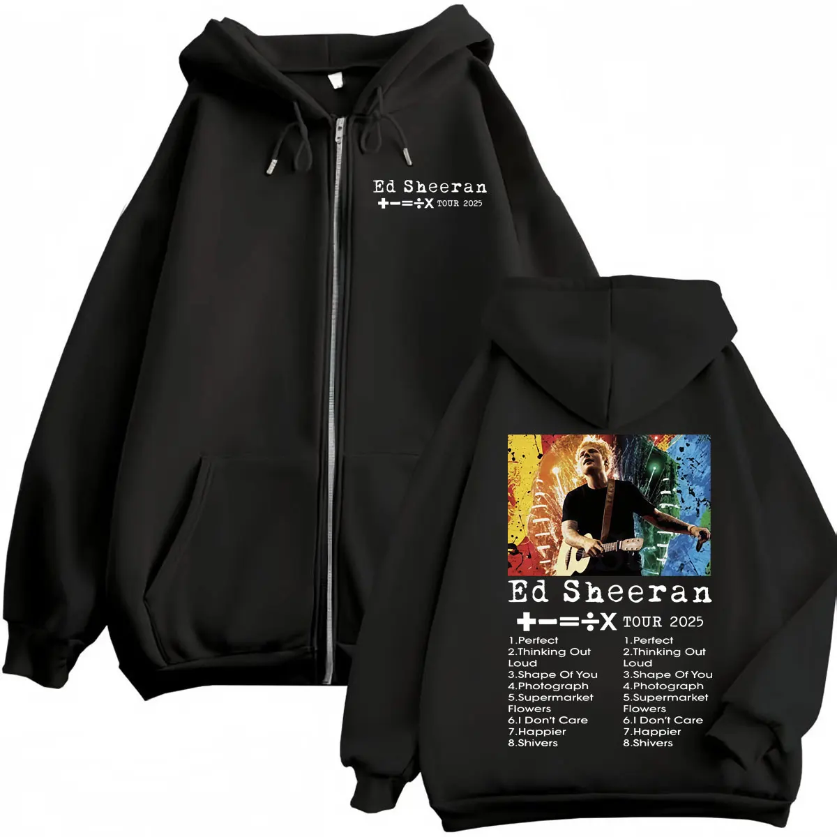 

Ed Sheeran Tour 2025 Graphic Zipper Hoodie High Quality Fashion Zip Up Hooded Sweatshirts Men Women Casual Oversized Pullovers