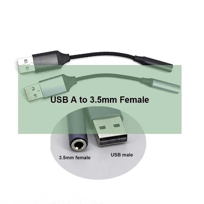 USB to 3.5mm Jack Audio Adapter USB A to 3.5 TRRS Female Adapter with External Stereo Sound Card for PS4 PC Laptop Headphone W28