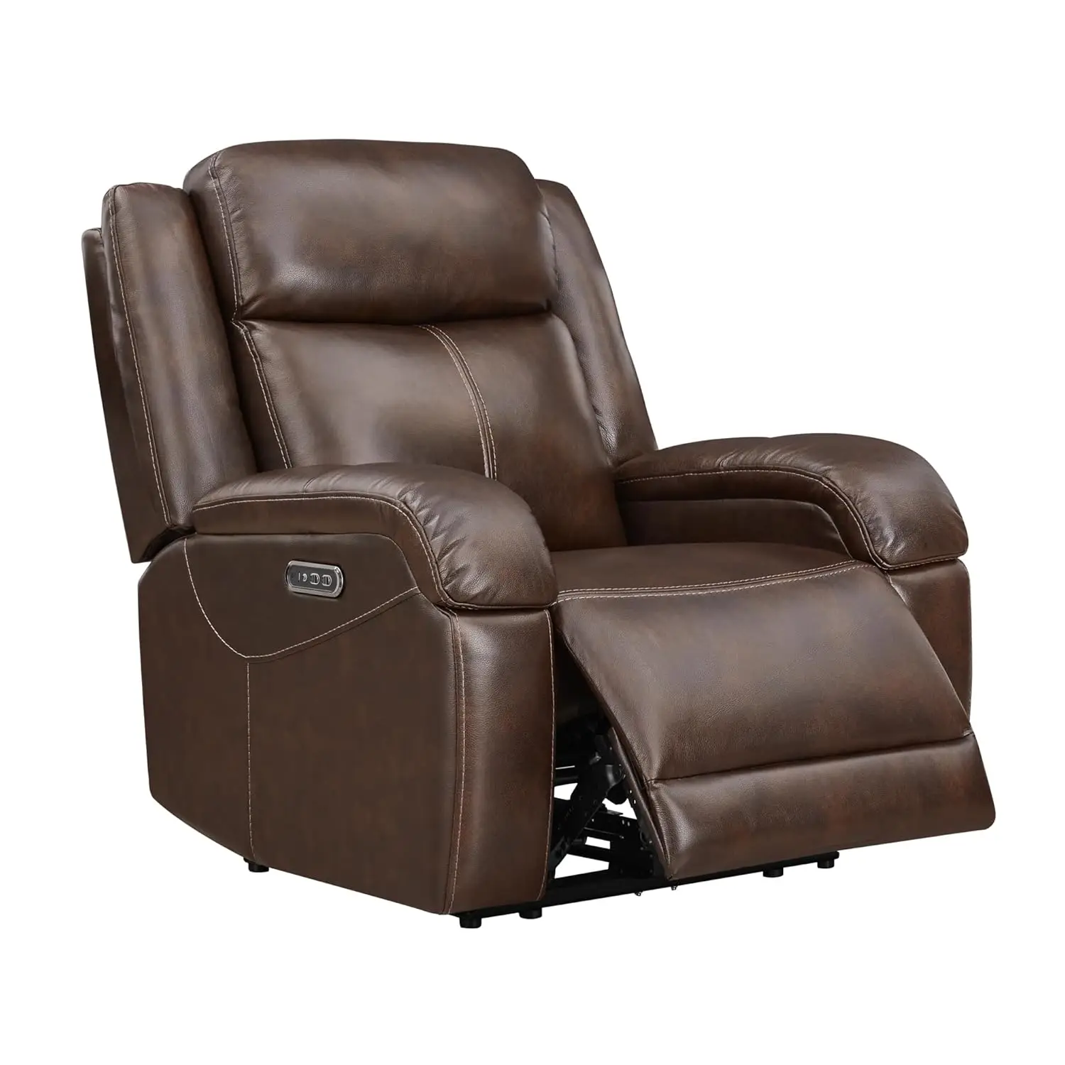 Genuine Leather Power Recliner Chairs for Adults, Wall Hugger RV Recliner with Power Headrest & Charging Ports,, Customized