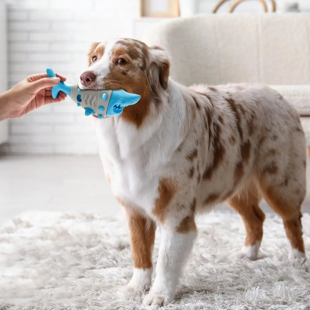 

Simulated Shark Pet Chew Toy Bite-resistant Wear-resistant Pet Leaking Food Toy with Rope Pet Training Toy Sniffing Hiding Food