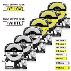 Heat Shrink Tube SU5S SU5Y For Epson LK-4WBA5 LK-4YBA5 SU3W SU3Y SU11S SU11Y 3.5/5/11mm Tape for Epson LW-300 LW-400 Label Maker
