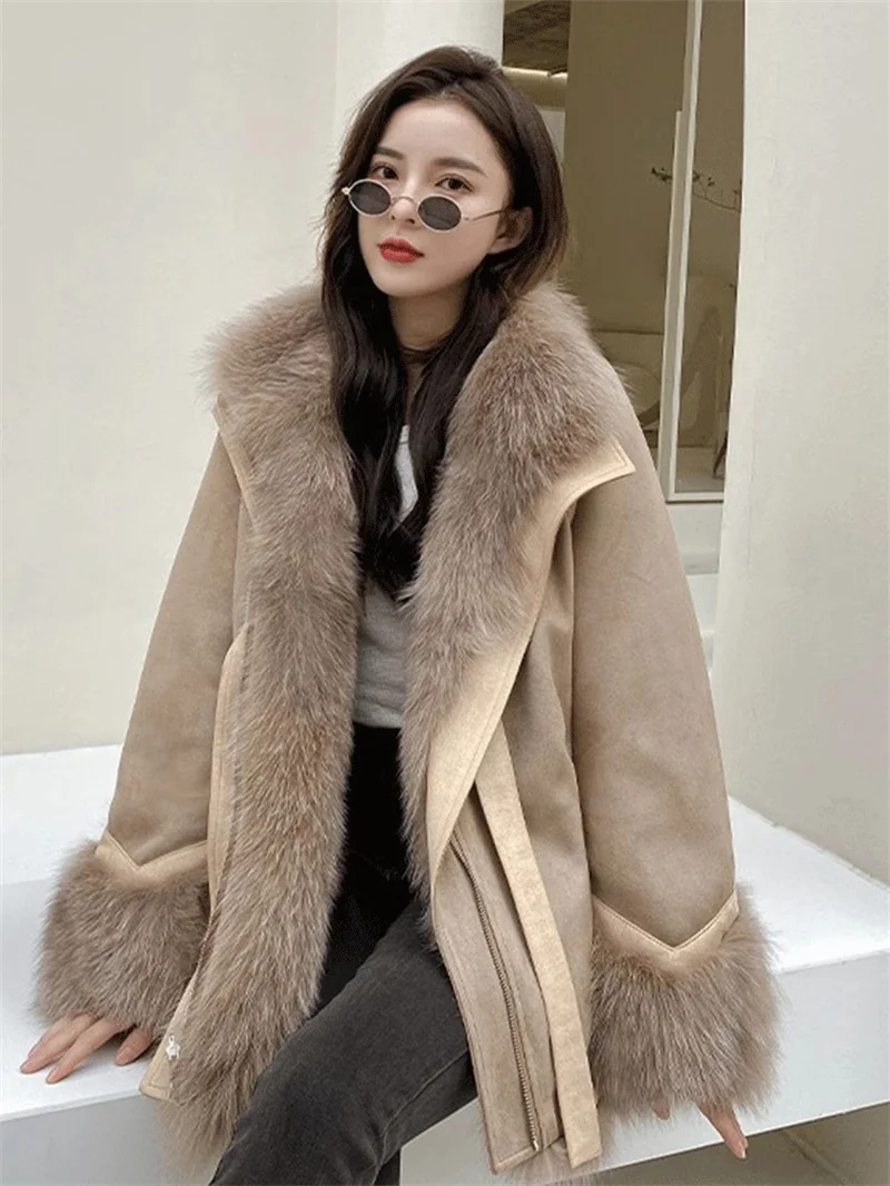 Environmentally Friendly Imitation fox fur Grass Inner Lining pie Overcomes Women\'s 2024 Winter Loose Medium Long Female Jacket
