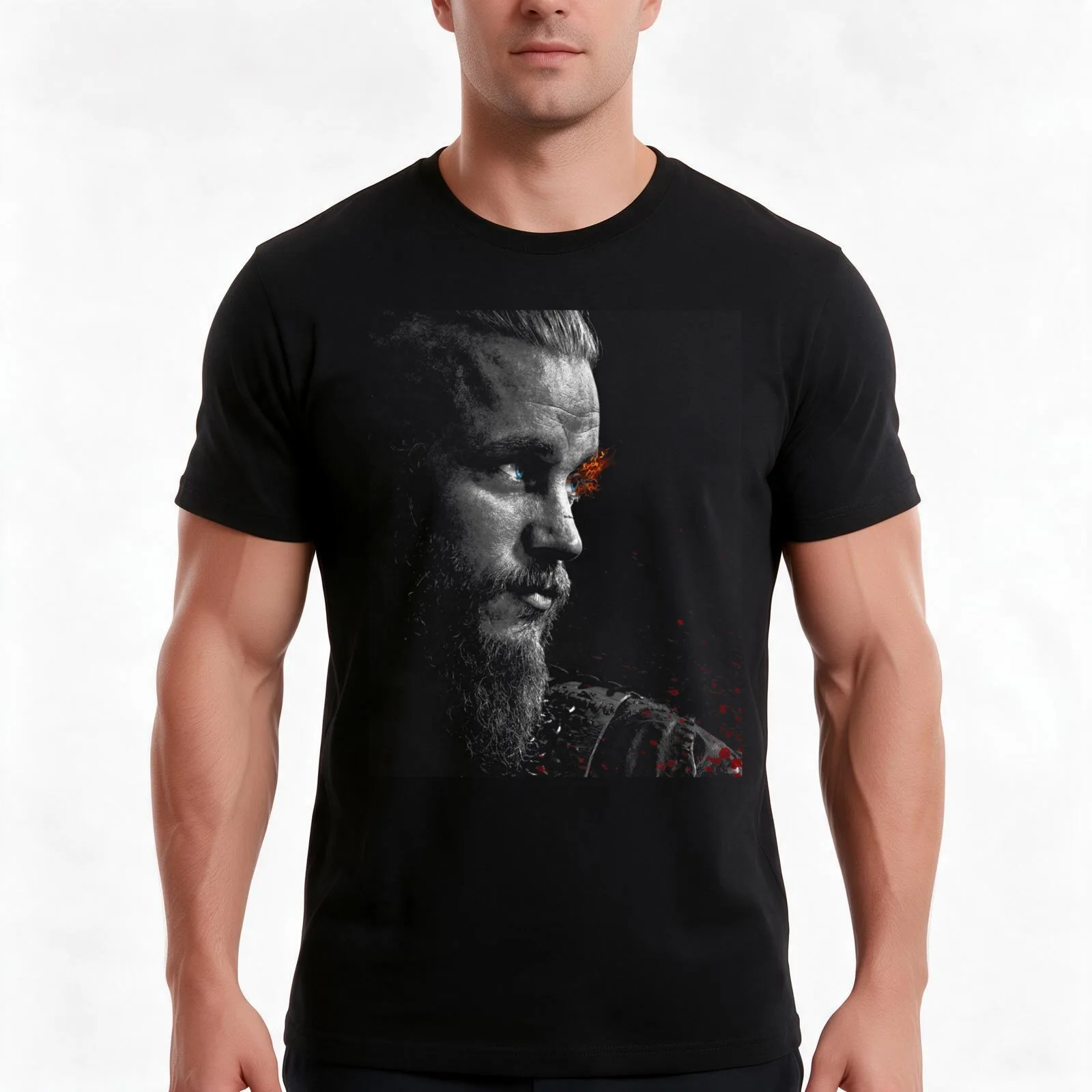 Ragnar Lothbrok Classic art T-Shirt, Summer Casual Cotton Tee, Oversized Streetwear Tops, Vintage Graphic Print, 100% Cotton