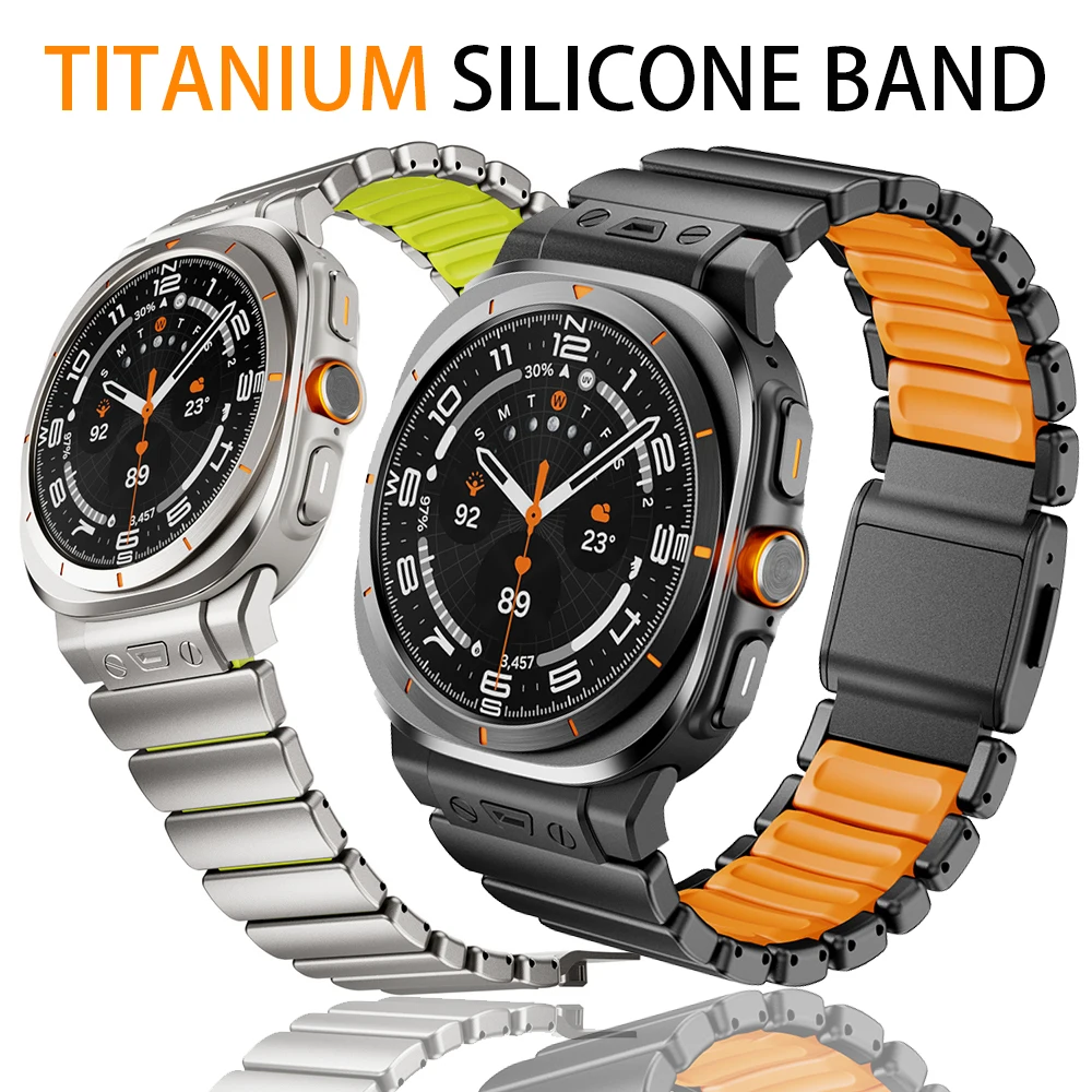 

Titanium Rubber Band for Samsung Galaxy Watch Ultra 2025 Luxury Metal Strap for Samsung Galaxy Watch Ultra47mm Silicone Bracelet