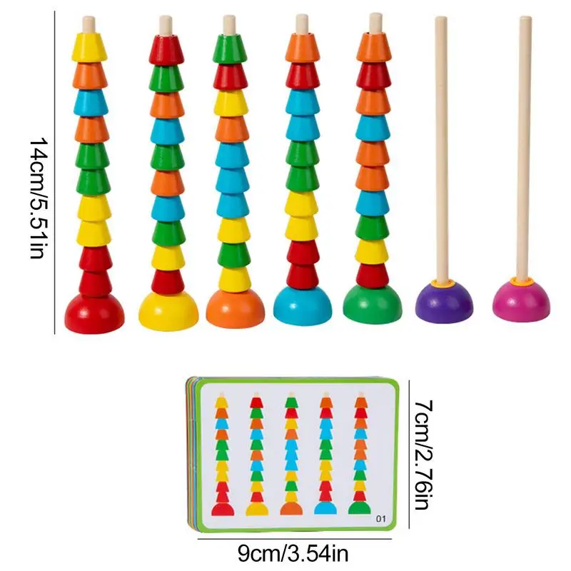 Giocattolo in legno Montessori Perline colorate Ordinamento dei colori Gioco di puzzle cognitivo Gioco di abbinamento di conteggio divertente Giocattoli educativi precoci