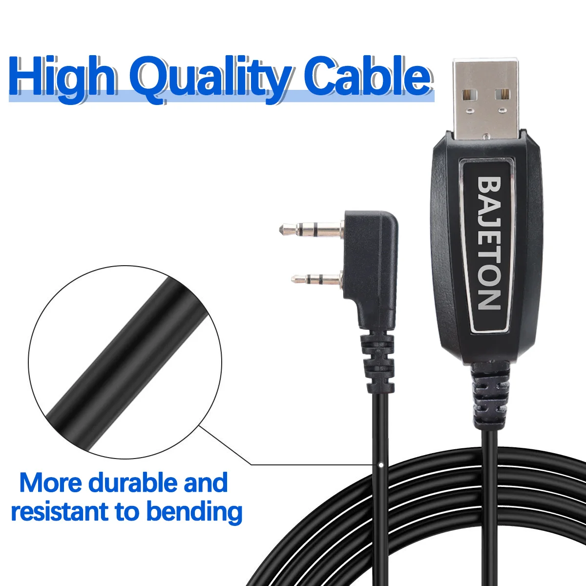 Kabel Pemrograman USB BAJETON Walkie Talkie K Plug Untuk BJ-8300 BJ-7800 BT8200 Quansheng UV-K5(8) UV-K6 Baofeng UV-5R Mini Radio