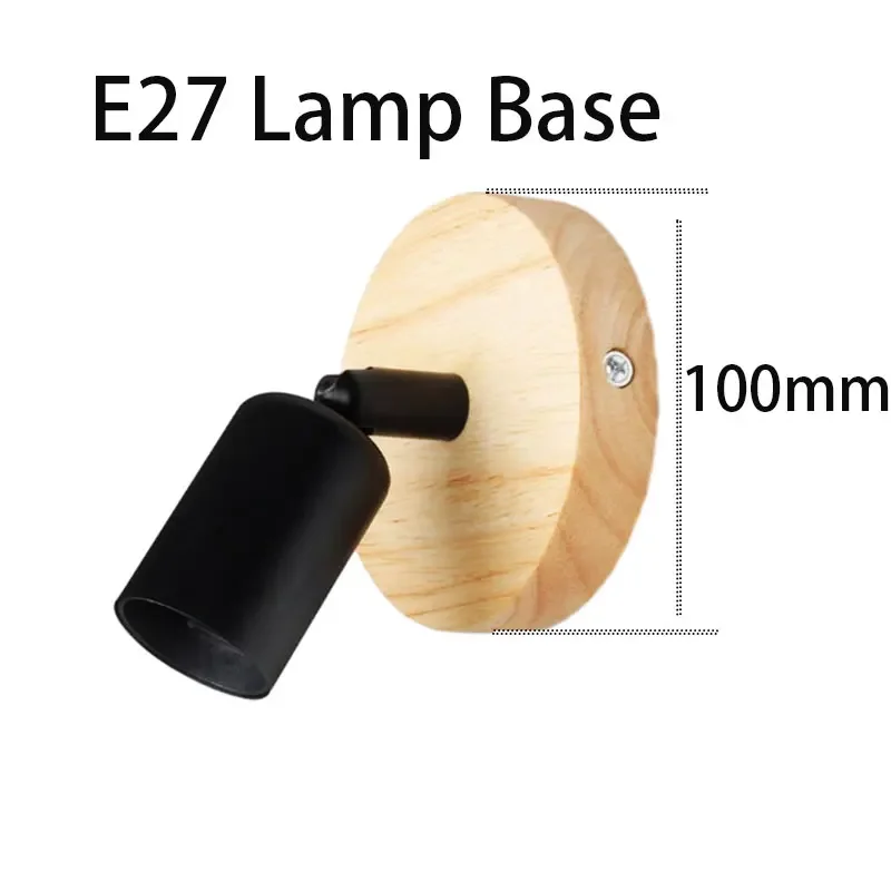 E27 Base Wall Lamps For Bedroom Living Room Adjustable Direction Corner Wall Shelf Wooden Fixed Plate