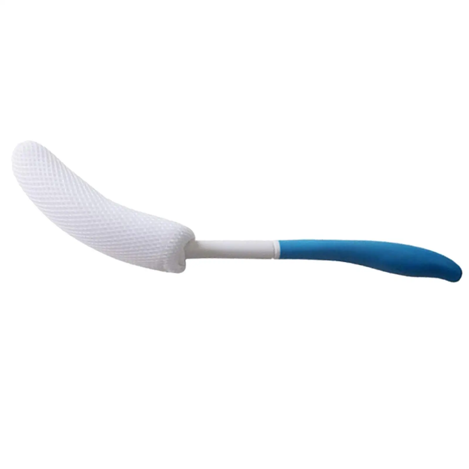 Shower Brush for Back Long Curved Handle Sponge Mesh Cover Lotion Applicator for Seniors Bathing Aid Body Scrubber