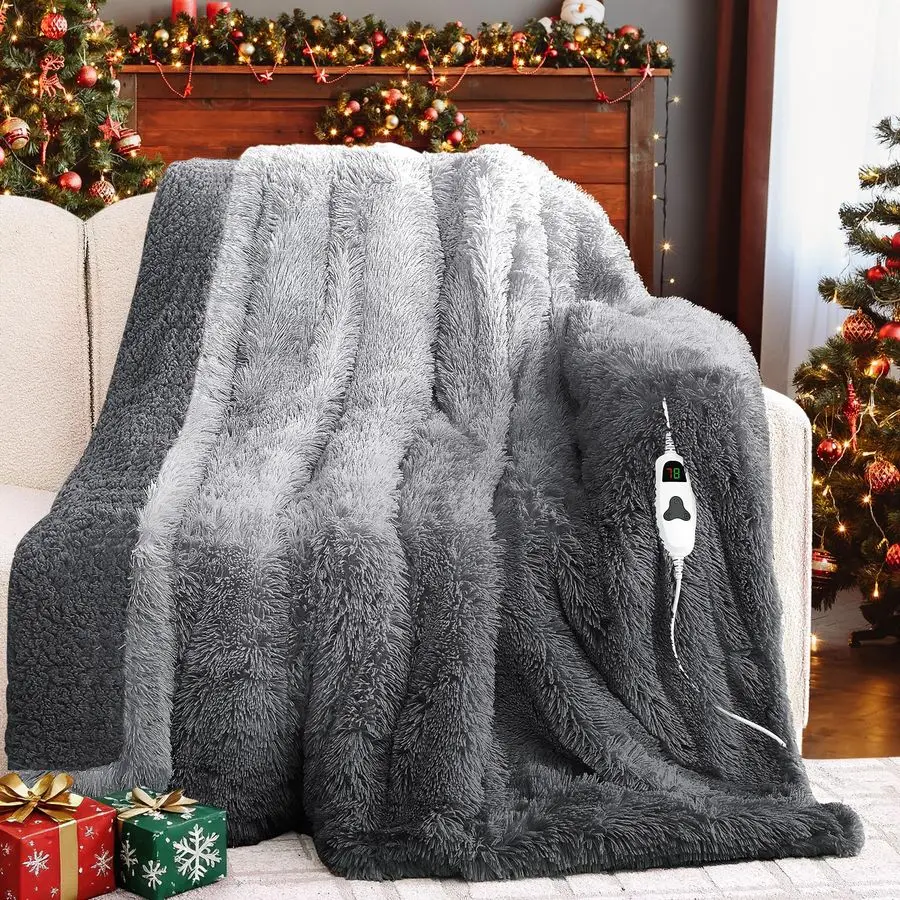 

Electric Blanket ThrowFaux Fur with Soft Thick Sherpa,Warm Winter Birthday Gifts for Women Grandma10 Heat Settings,5 Time Settin