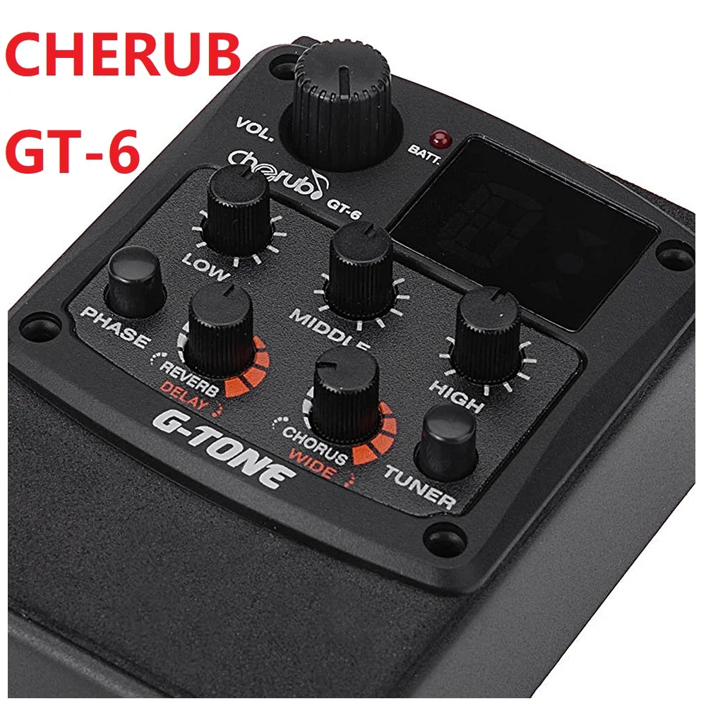 Cherub GT-6 Acoustic Guitar Preamp Piezo Pickup Reverb Delay Chorus 3 Band EQ Equalizer LCD Tuner Effect for Guitar Pickups Part