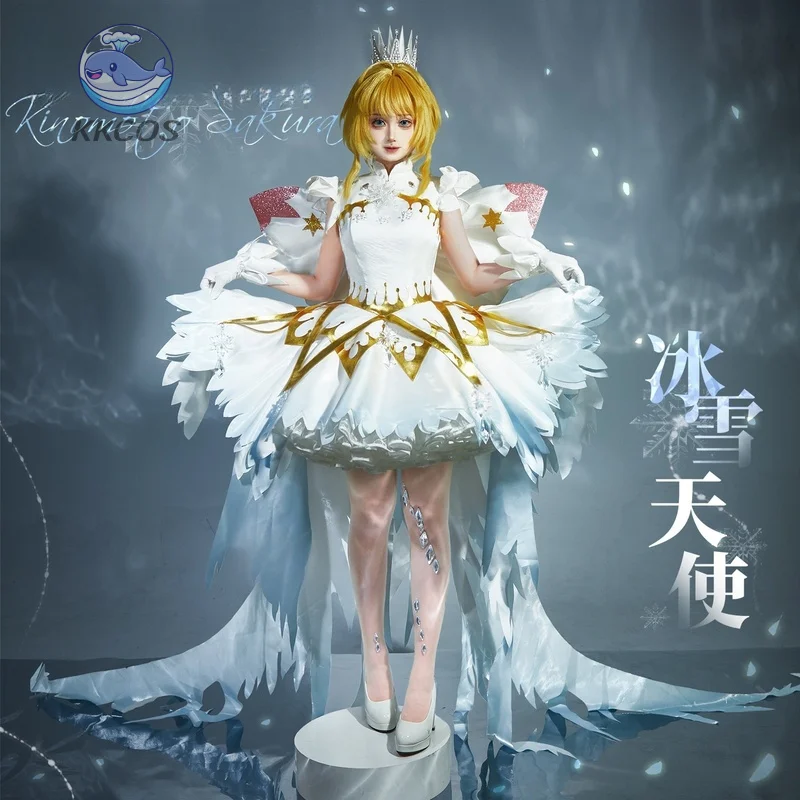 

Картой Captor Sakura Kinomoto Ice Angel Косплей Костюм для Хэллоуина, Рождественского фестиваля, вечеринки, повседневного модного KKCos
