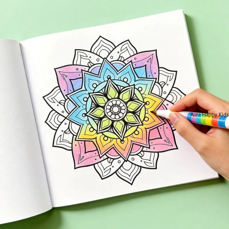 A Healing Lotus Mandala Coloring Book, Multi-layered Gradient Flower Mandala Complex Symmetrical Pattern Coloring Book, 36 Pages