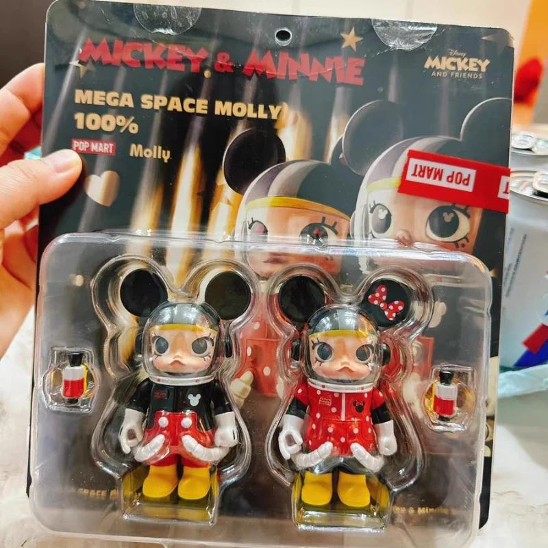 

In Stock Authentic Mega Space Molly 100% Mouse With Cute Ear Black And Red Card Desktop Ornaments Collection Birthday Toy Gifts