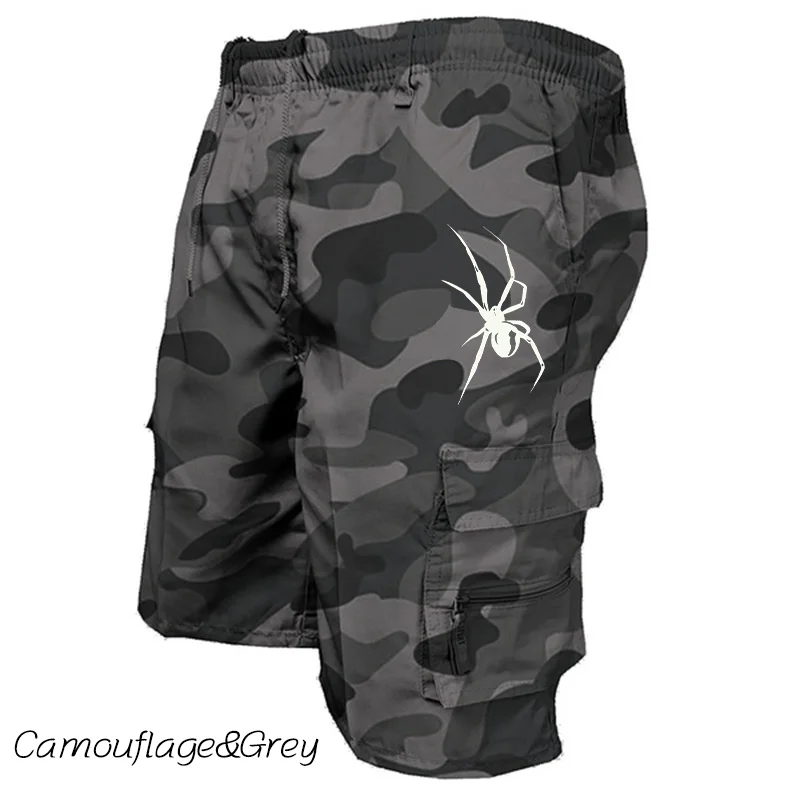 Summer Cargo Shorts Spider Print Casual Shorts Men\'s Camouflage Shorts Fashionable Casual Street Wear