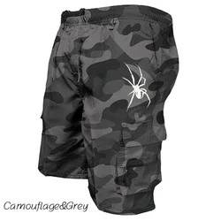 Summer Cargo Shorts Spider Print Casual Shorts Men's Camouflage Shorts Fashionable Casual Street Wear