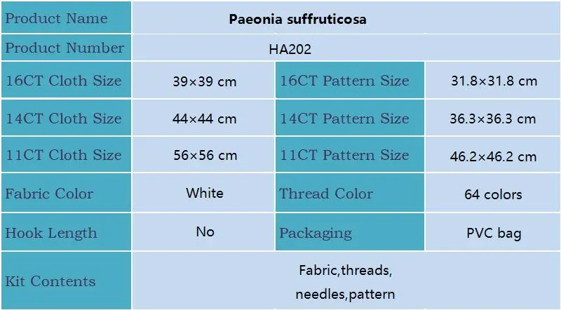 Kit punto croce Joy Sunday Paeonia Suffruticosa HD Pattern stampato tessuto contati Aida 16/14/11CT Kit ricamo fai da te decorazioni per la casa