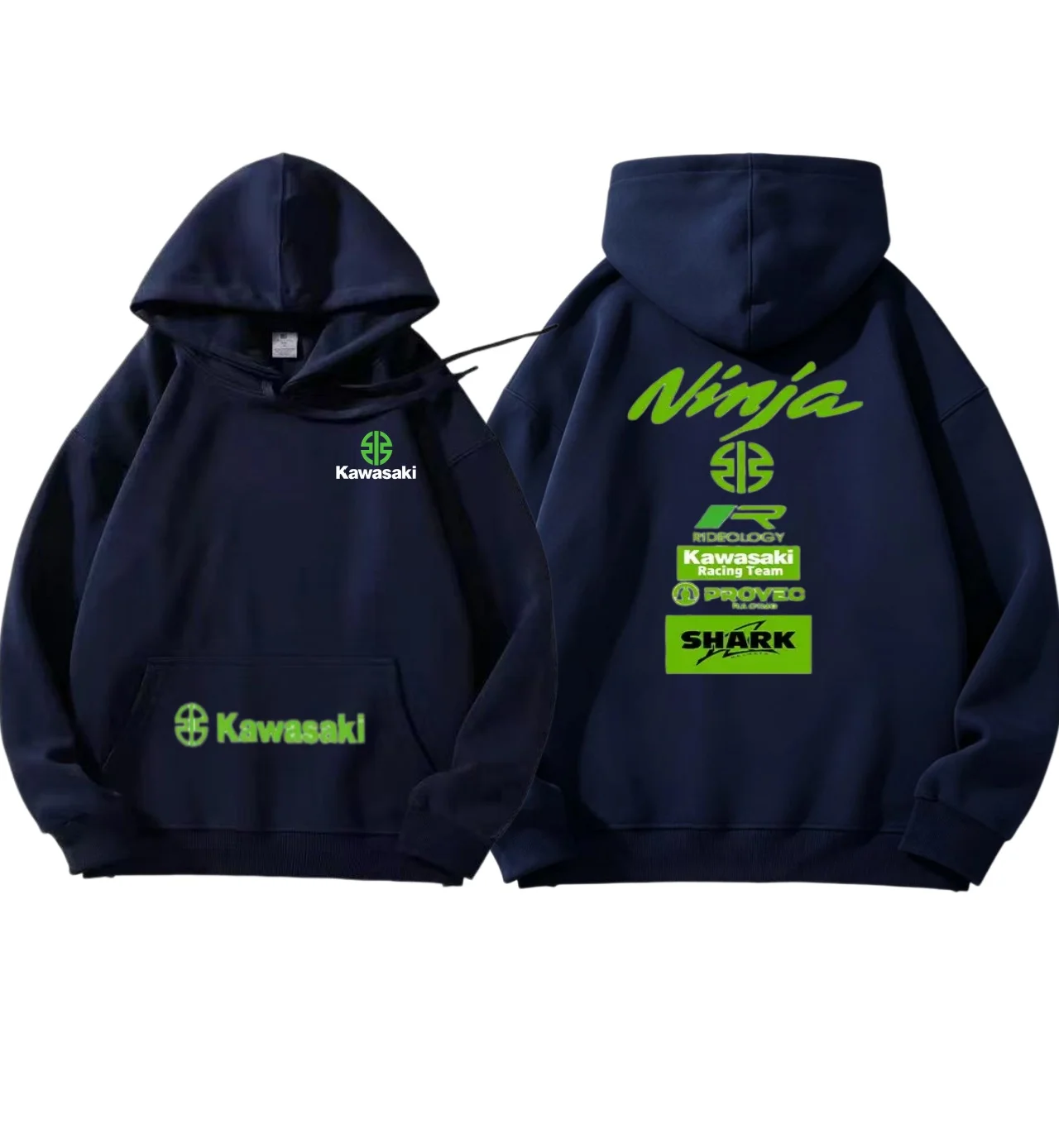 Sudadera con capucha de algodón puro Kawasaki, sudadera deportiva con capucha de manga larga para parejas, ropa informal con bolsillos para moda urbana