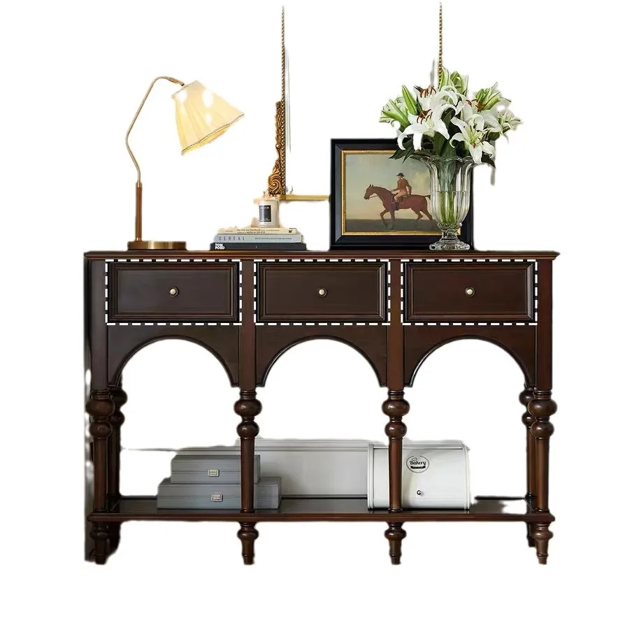 

American solid wood living room entrance table French retro entrance hall cabinet simple multi-functional storage storage