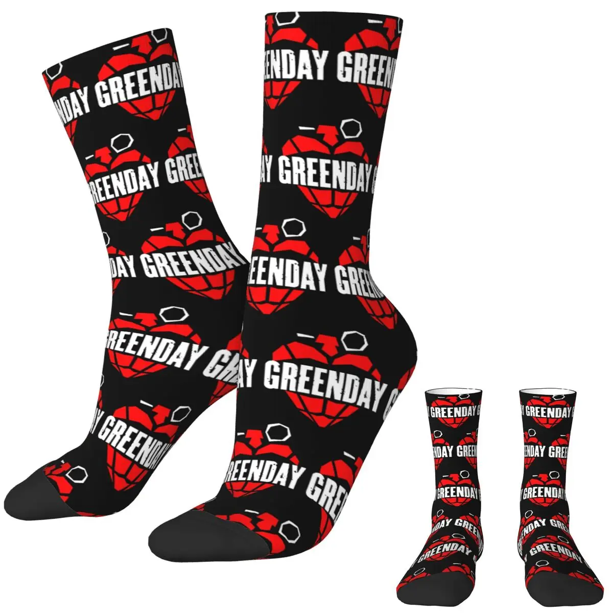 Greens-Days Punk Rock Music Socks Gothic Stockings Men High Quality Cycling Socks Autumn Graphic Anti Skid Socks