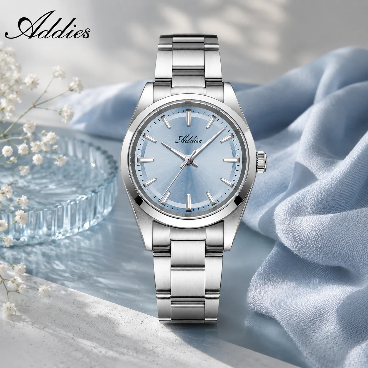 ADDIES Fashion Watches for Lady 2035 Sapphire Glass Dress  Quartz Watch for Women Super Luminous Stainless Steel Wristwatches