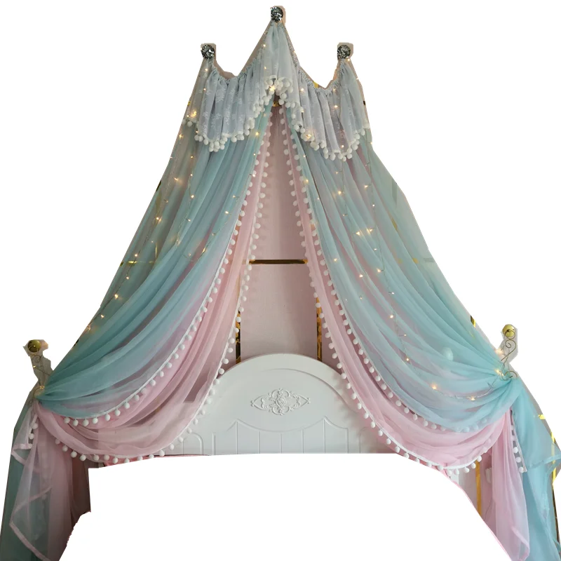 Bed Mantle Bed Curtain Children's Room Decorative Yarn Macaron Imitation Crystal Pendant Curtain