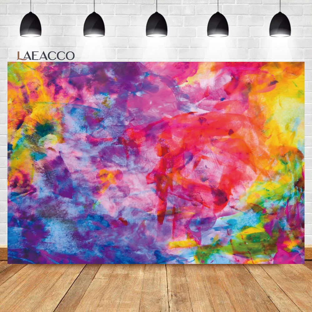 

Laeacco Graffiti Painting Photo Backdrop Abstract Retro Art Neon Glowing Birthday Baby Shower Portrait Photography Background