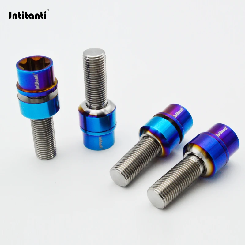 

Jntitanti Gr5 titanium wheel rim bolt screw M14x1.5x28-45mm Torx with free Ball washer for Porsche