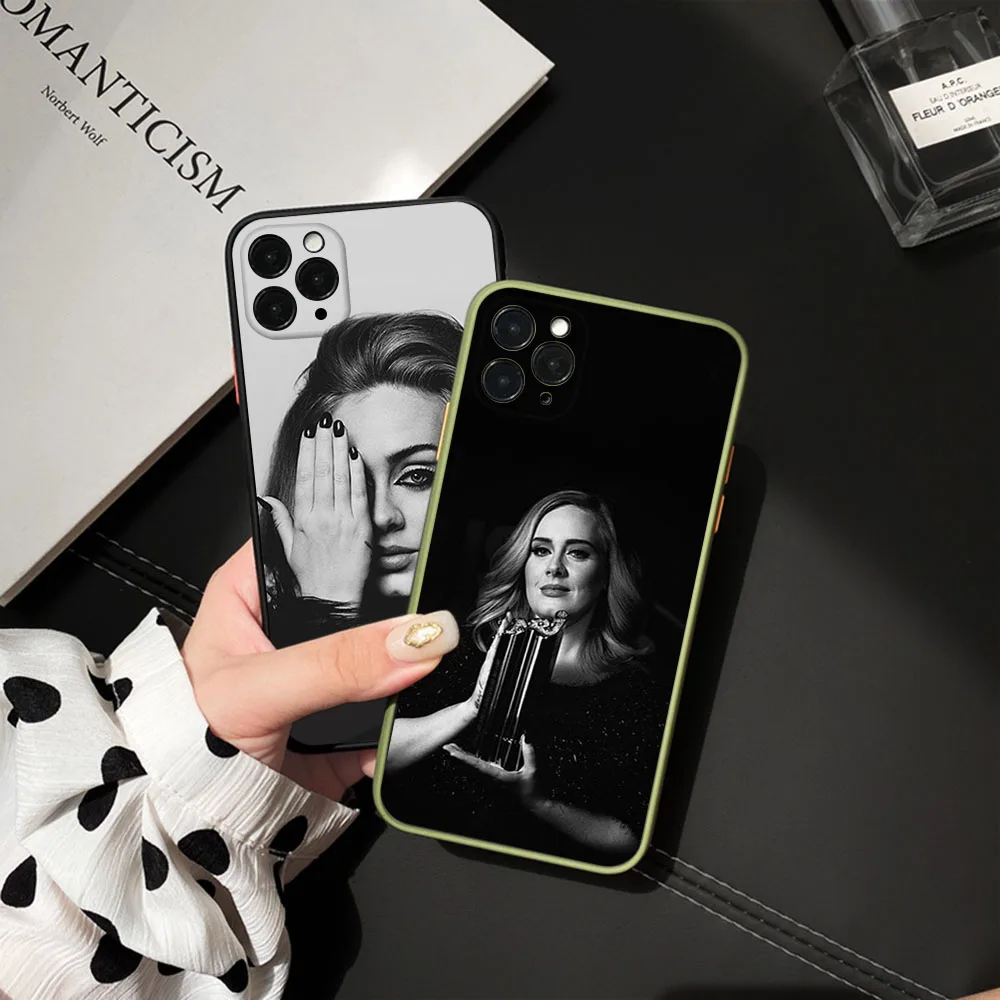 For iphone 16ProMax 15 Pro 14 13 12 Mini 11 7 8 16 Plus XS Max XR Adele Frosted Translucent Cover Black Phone Cases